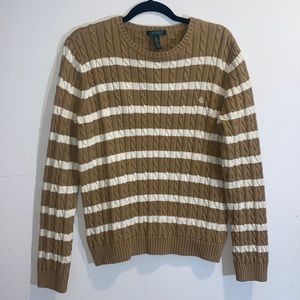 Ralph Lauren women’s sweater color tan / off white or ivory. Cable knit sweater